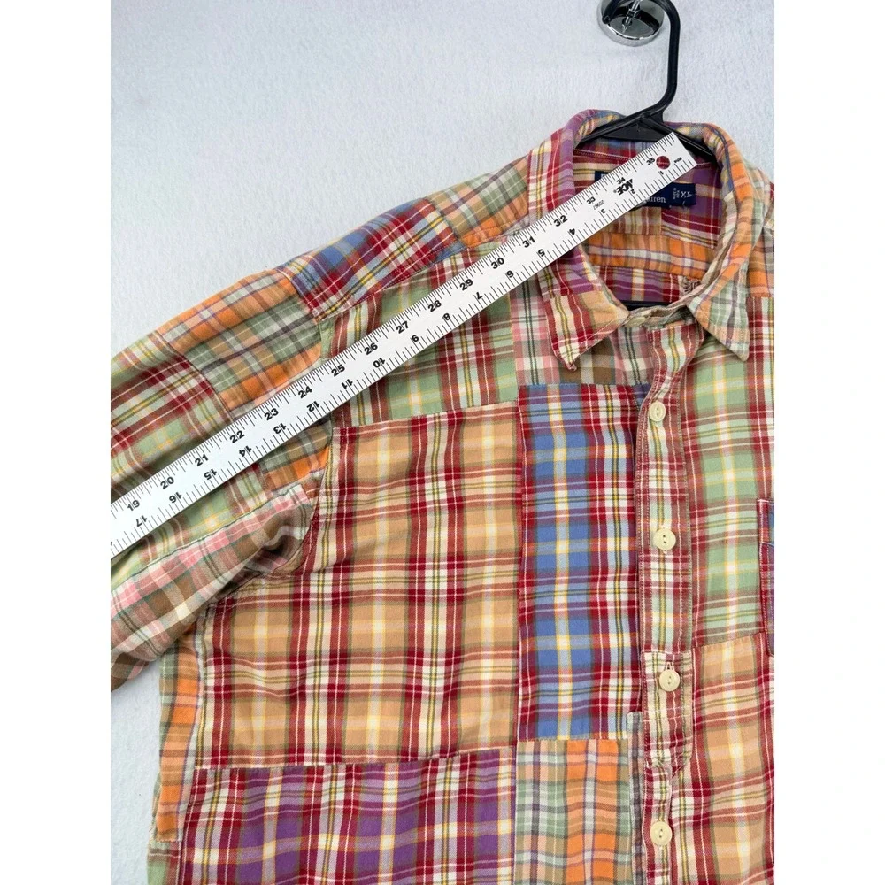 Polo Ralph Lauren Patchwork Madras Plaid Shirt Men XL Long Sleeve Multicolor